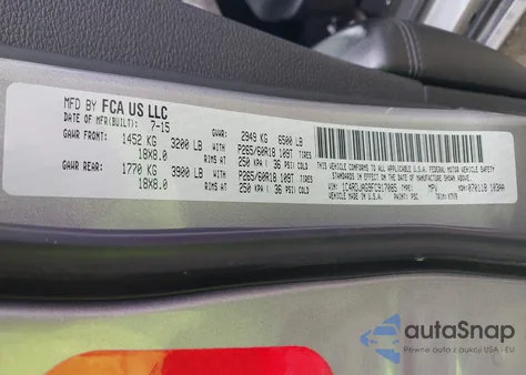 2015 Dodge Durango Sxt из США, поврежденный, VIN 1C4RDJAG9FC917085